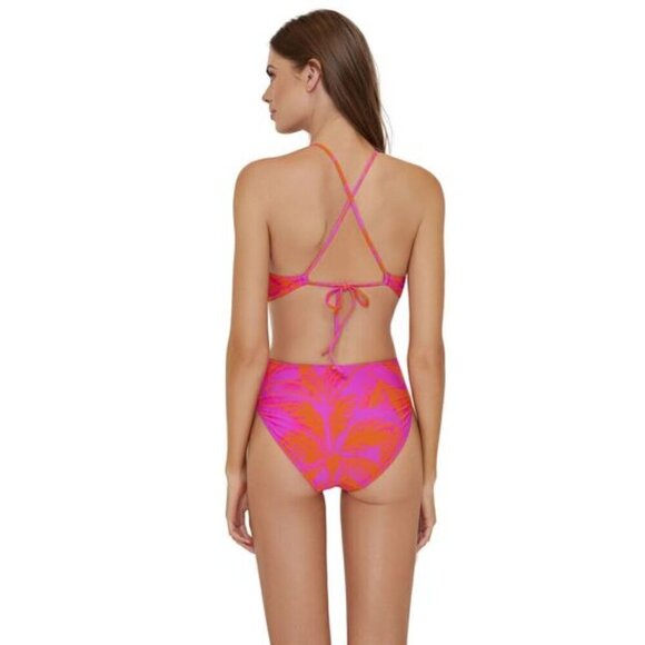New PQ Swim Del Mar Palms Print Knot Cutout One-Piece Swimsuit NWT Large - Picture 5 of 14